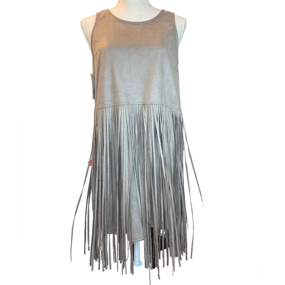 Love riche  Grey Fringe Dress Size M NWT